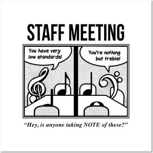 Staff Meeting Funny Graphic for Musicians - Music Lover Puns Posters and Art